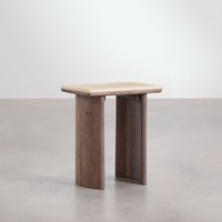 Table d'appoint Vandana Terra Sierra en travertin et bois d'acacia