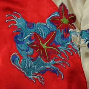 Chaqueta de Lona Sukajan con Diseño de Tatuaje Japonés Clásico en Color Naranja Pop, Carpa Koi Ascendente, Ola de Hokusai, Servicio OEM Personalizado - Product Image 6