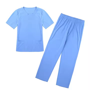 Women Purple V-Neck Scrub <b>Top</b> Pockets Cotton Polyester Woven Hospital Uniforms Blouse GLOWING NEON INDUSTRY Needle Detection - Product Image 3