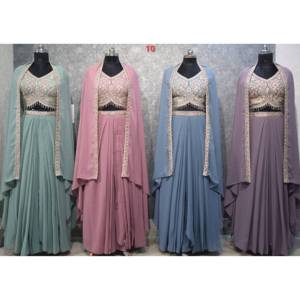 Paillettes de broderie en soie organza lourde de qualité supérieure coupe travail avec Cancan et toile Patta le plus populaire Lehenga Choli - Product Image 1