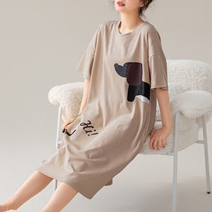 Robe ample à manches courtes chemise de nuit dames dessin animé vêtements de nuit pyjama femmes robe en coton robes de nuit pour femme été - Product Image 4