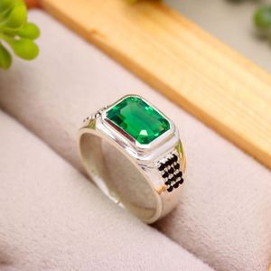 Big <b>Emerald</b> Bezel Setting Black Onyx 925 Sterling <b>Silver</b> 14K Gold Plated Luxury Certified Mens Wedding <b>Ring</b> 4 Carat <b>Emerald</b> Cut - Product Image 2
