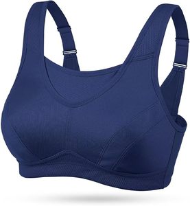 Women's High Support Racerback Sports <b>Bra</b> Scoop Neck Breathable Seamless Solid <b>Blue</b> Fitness Athletic Wear - Product Image 1