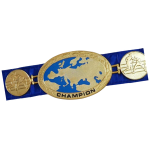Ceinture de champion de lutte en or, sangle bleue personnalisée, ceinture de sport professionnelle avec icônes de lutte - Product Image 6