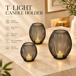 Metal <b>Tealight</b> <b>Candle</b> <b>Holder</b> Set Three Size Wire Lanterns Decorative Table Centerpiece Warm Ambiance Home Accents | Modern Decor - Product Image 5