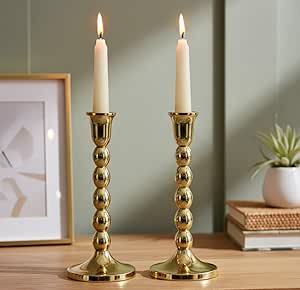 Aluminum Casted Gold Plated Candle Holder Set of 2 <b>Dining</b> <b>Table</b> <b>Centrepiece</b>, Aesthetic Christmas Decoration Candlestick Holder - Product Image 3