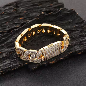 Bracelet chaîne cubaine hip-hop en argent 925 plaqué or avec moissanite pour homme et femme, idéal pour fiançailles, fêtes, mariages, cadeau unisexe - Product Image 4