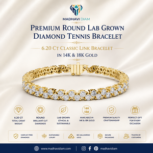 Pulsera de tenis premium con diamantes cultivados en laboratorio de 6.20 CT, en oro macizo de 14K y 18K, con eslabones clásicos, joyería fina. - Product Image 1