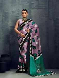 Sari de Rayón con Estampado Ajrakh para Mujer |   Sari Étnico Tradicional Indio |   Ropa para Bodas y Festivales, Sin Arrugas, Absorbe la Humedad - Product Image 5