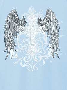 Custom Print Angel <b>Wing</b> Cross Men’s <b>Shirts</b> Soft Cotton Oversized Tshirts for Men Light Blue Streetwear Casual Apparel Production - Product Image 5