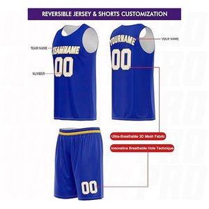 Nouvelle conception d'uniforme de volley-ball personnalisé, ensemble complet en sublimation, maillot et short respirants pour équipe, bleu et jaune - Product Image 2