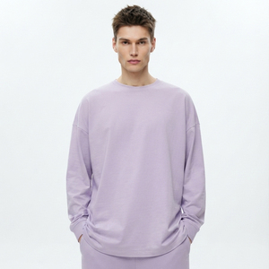T-shirt surdimensionné à manches longues pour homme, coton de haute qualité 230g, col rond, vêtement décontracté, tee-shirt ample pour le jogging - Product Image 1
