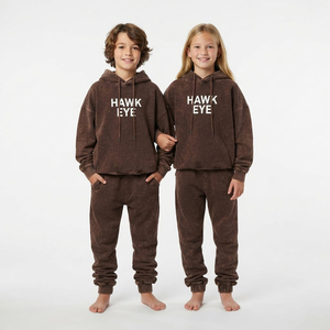 Conjunto de Chándal Oversize para Niños con Lavado Ácido, Sudadera con Hombros Caídos y Cordón, Pantalones Jogger, Estampado Personalizado, Fabricante de Moda Urbana - Product Image 4