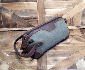 Leather Canvas Toiletry Bag Waterproof Travel <b>Organizer</b> <b>Cosmetic</b> Dopp Kit Large Capacity Storage LCTB-0023 - Product Image 5