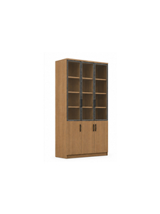 Librería Moderna de Madera con 6 Estantes y Puertas de Vidrio, Mueble de Almacenamiento Independiente para Oficina en Casa - Product Image 2