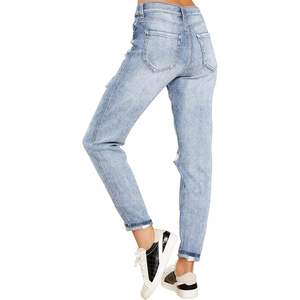 2025 Stretch High-Waisted Mid-Waist Jeans for Women Breathable <b>Slim</b> Denim Pants Ripped Distressed Boyfriend Style Elastic - Product Image 3