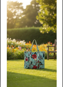 Bolso de Hombro Reversible de Terciopelo Acolchado con Estampado Floral Hecho a Mano en India, Personalizado para Mujer, Marca Le Souvenirs, Primavera - Product Image 3