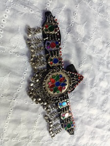 Parures de bijoux afghans Kuchi authentiques avec incrustations de lapis-lazuli bleu et chaînes de pièces de monnaie multicouches pour les festivals bohèmes - Product Image 6