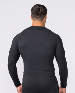 T-shirt de sport moulant pour homme à manches longues, uni, avec logo personnalisé, en nylon extensible à séchage rapide, idéal pour la gym et la course à pied - Product Image 2