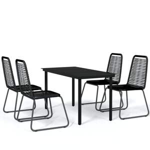 Ensemble de salle à manger de jardin noir 4 places en rotin avec structure métallique résistant aux intempéries, mobilier d'extérieur au design contemporain - Product Image 2