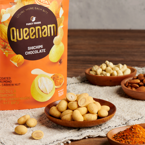 Servicio de Fabricación de Marca Privada al por Mayor, Chocolate Dragee HALAL, Nueces de Almendra y Anacardo Cubiertas con Chocolate Shichimi, 150G, Bocadillo Dulce - Product Image 3