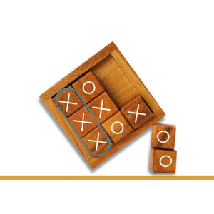 Compact Wooden Tic Tac Toe Game Set With Nine Two-Sided Block Pieces Portable Travel Strategy <b>Puzzle</b> For Kids & Adults, For Fun - Product Image 2