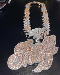 Colgante de letra con radio FM de moissanita VVS con incrustaciones de circonitas, de plata 925, estilo Hip Hop, bilingüe, joyería de moda, colgante inicial de dos tonos - Product Image 5