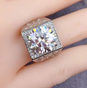 Anillo de Compromiso, Boda y Aniversario para Hombre, con Moissanita Geométrica de 5 Quilates, Plata de Ley Chapada en Oro, Sustituto de Diamante de Lujo - Product Image 3