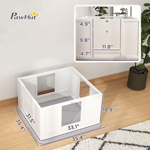 Boîte de mise bas réglable blanche pour petits chiens avec patins antidérapants et coussin de mise bas - Clôtures et enclos pour animaux de compagnie - Product Image 2