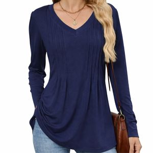 Camiseta de Manga Larga con Cuello en V, Estilo Vintage, Casual, Holgada, de Secado Rápido y Transpirable para Mujer, para Uso Diario - Product Image 2