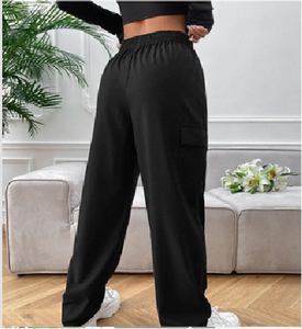 Pantalon cargo d'été taille mi-haute anti-plis pour femme avec poches à rabat et 4 poches, idéal pour le bureau et les soirées - Product Image 1