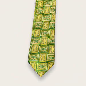 Corbata de Seda Geométrica Verde y Amarilla para Hombre, Marca Tie Benon |   Corbata Tejida de Diseño Premium, Lujosa, Formal, para Negocios, Fiestas, con Caja de Regalo - Product Image 1