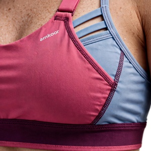 Sujetador deportivo para mujer, personalizado, con bloques de color, sin aros, espalda cruzada, transpirable, de secado rápido, tirantes en Y, para todas las estaciones - Product Image 5