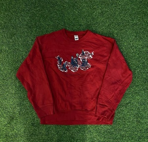 Custom <b>Mens</b> High Quality Graphic Printed Sweatshirt Wholesale Red French Terry Crewneck <b>Pullover</b> OEM - Product Image 1
