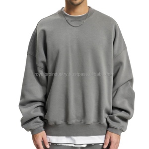 Logo personnalisé pour hommes poids lourds à manches longues pull-over col rond pull épais polaire uni sweats à capuche & sweat-shirts - Product Image 3
