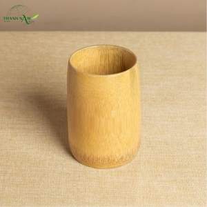 Gobelet à boire en bambou classique artisanal naturel avec couvercle - Cadeau écologique réutilisable pour les entreprises, la maison, les mariages et les activités de plein air - Product Image 1