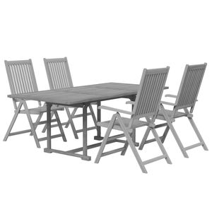Conjunto de Comedor Extensible para Jardín de Madera de Acacia Sólida Gris - Product Image 3