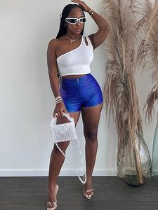 Private Label Women's Faux Leather Shorts Custom Logo High Quality PU Leather Shorts Wholesale Supplier - Product Image 1