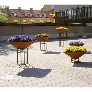 Jardinières surélevées d'extérieur en acier Corten, pots à fleurs rectangulaires sans fond, jardinières en acier - Product Image 1