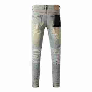 Nuevos Jeans Slim Fit para Hombre 2026, Pantalones Skinny con Estampado Desgastado, Cintura Media, Estilo Urbano, con Efecto de Reparación de Pintura y Suavizante - Product Image 5