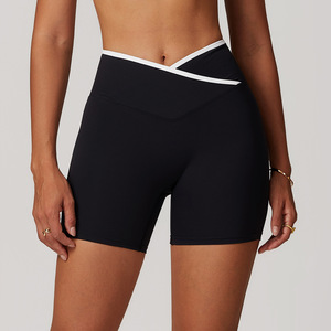 Custom Logo Wholesale Cross High-waisted Yoga <b>Shorts</b> <b>Tight</b>-fitting Hip Lift Sports <b>Shorts</b> Women Running Wear Fitness Pants - Product Image 3