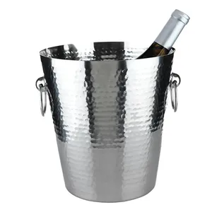 Seau à glace en acier inoxydable martelé de haute qualité, double paroi isolée, pour vin, bière, champagne, idéal pour la maison, le bar ou les fêtes - Product Image 1