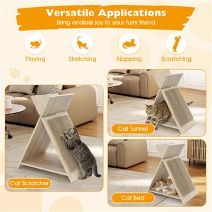 Tiragraffi per Gatti Multifunzionale 47x30x53 cm con Tunnel, Torre per Gatti in Legno, Confezione in Cartone - Product Image 6