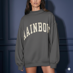 เสื้อไหมพรมแขนยาวทรงหลวม คอกลม พิมพ์ลายตัวอักษรสีเทา สไตล์ OUTER BANKS สำหรับผู้หญิง แฟชั่นลำลองใส่ได้ในฤดูใบไม้ร่วง คอเต่า - Product Image 3