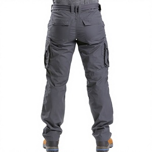 Pantalon cargo unisexe gris foncé respirant, style vêtement de travail, coupe droite, longueur intégrale, couleur unie, en toile, multi-poches - Product Image 3