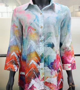 Camisa de Manga Larga para Mujer, Cuello Casual, Ligera, Ecológica, de Poliéster, para Primavera/Verano/Otoño, Playa, Uso Diario - Product Image 1