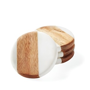 Nuevo Diseño 2026, Posavasos Decorativos de Madera y Piedra, Juego de 4, Precio al por Mayor, Utensilios de Cocina, Posavasos para Café - Product Image 1