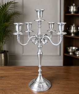 Candélabre en aluminium artisanal sophistiqué ATS Metals CBL-21, décoration de maison haut de gamme pour Noël, Pâques, mariage, présentoir de bougies - Product Image 1