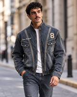 Veste en jean patchwork brodée pour homme Sam Tactical, style streetwear, type camionneur, prix de gros, OEM, prix abordable 2026