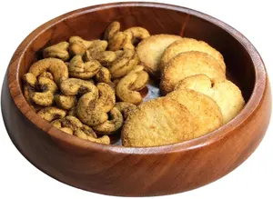 Bol de service en bois brillant de qualité supérieure pour aliments ou salades, bols décoratifs faits à la main pour servir des fruits secs - Product Image 2